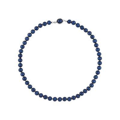 Navy pearl necklace with oval clasp